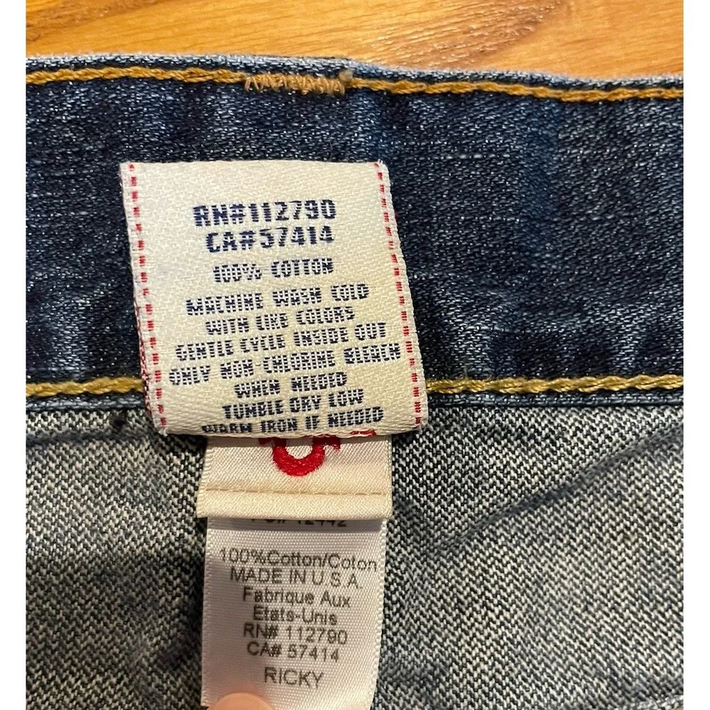 True Religion Jeans Mens 40x32 Ricky Relaxed Straight Leg Denim Medium Wash